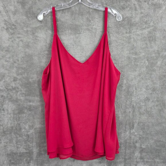 Torrid Sophie Swing Cami Top 4 26 Red Semi Sheer Chiffon Layered Drapey Colorful - Picture 1 of 9
